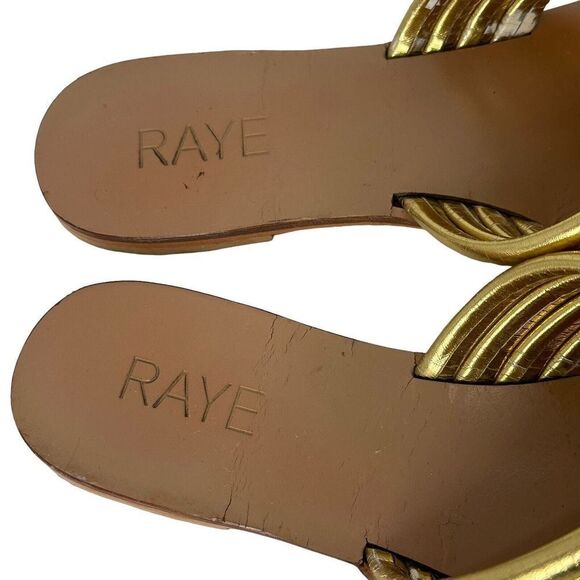 Raye Ziggy Gold Sandals Womens Size 7 Slip On Flats Metallic Open Toe goddess - Picture 4 of 13